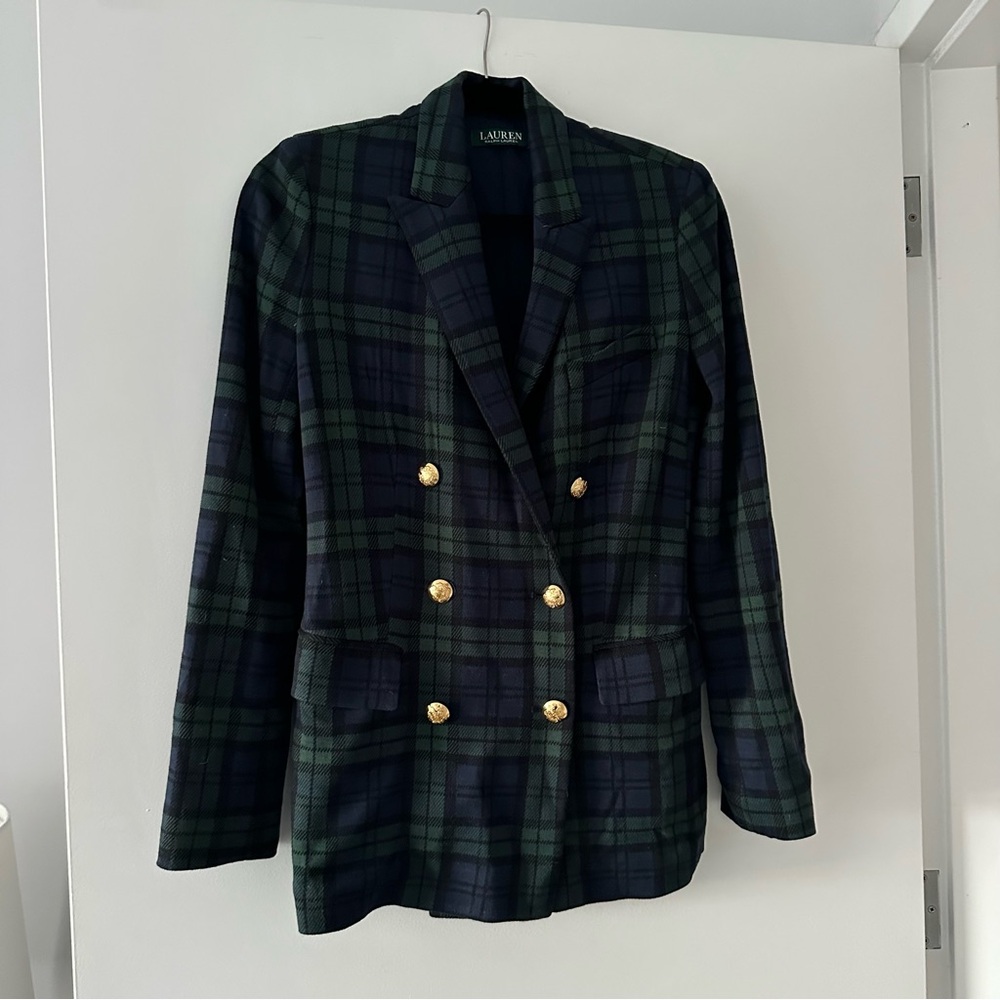 Lauren Ralph Lauren plaid blazer double breasted size 4